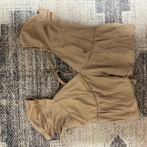 Tan Sleeveless Peplum Top